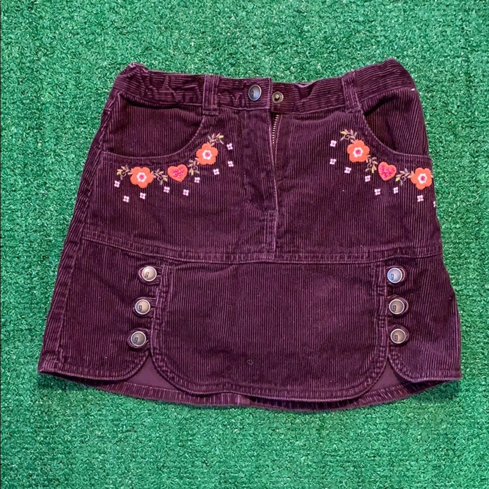 Brown corduroy floral skirt